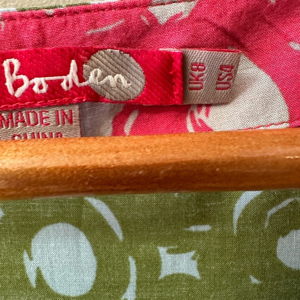Boden Women Dress Size Collor Green/ Pink Reversible Summer Dress. Excellent - Picture 6 of 6